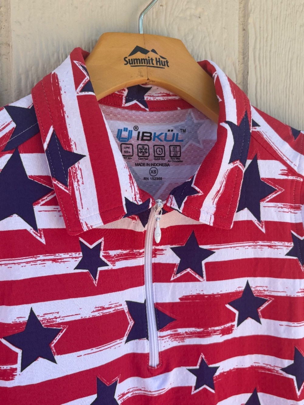 IBKUL Americana Sleeveless Zip Polo Shirt Women's XS Red White Blue 4th of July - Picture 4 of 8